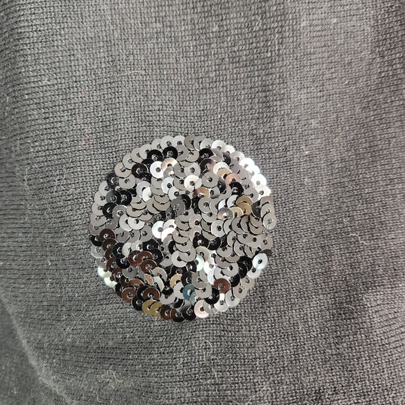 New York & Company Black Sequin Polka Dot Sweater 3/4 Length Dolman Sleeves, M - Picture 6 of 7